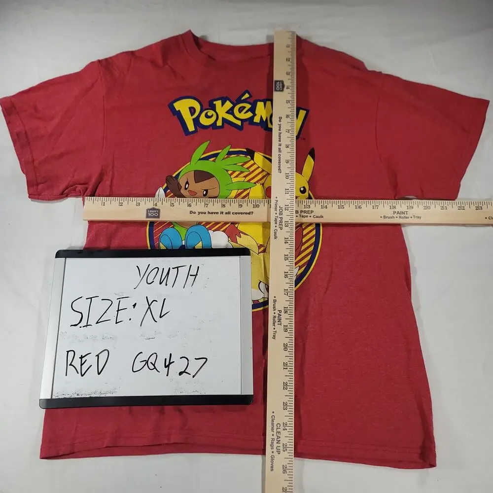 Pokemon Graphic Crew Neck Short Sleeve Shirt Youth Boys Size Extra Large XL Red